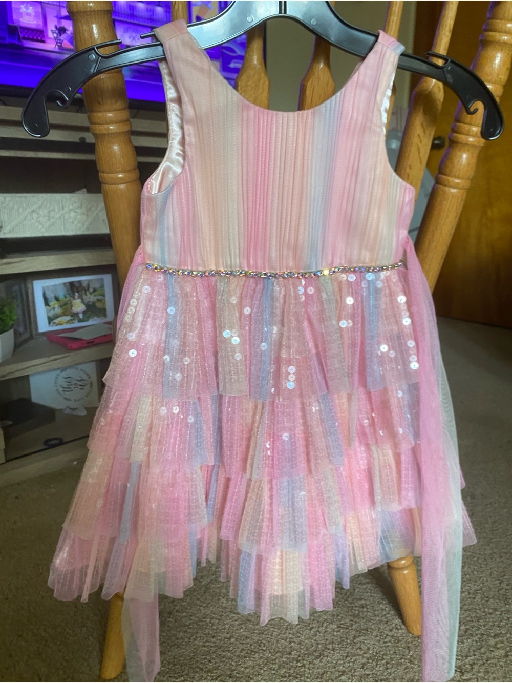 Pastel Pink Tiered Tulle Party Dress for Girls